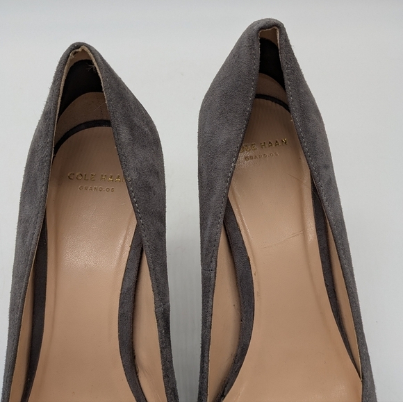 Cole Haan grey leather rhinestone accent point toe heel 8.5 - Picture 10 of 12